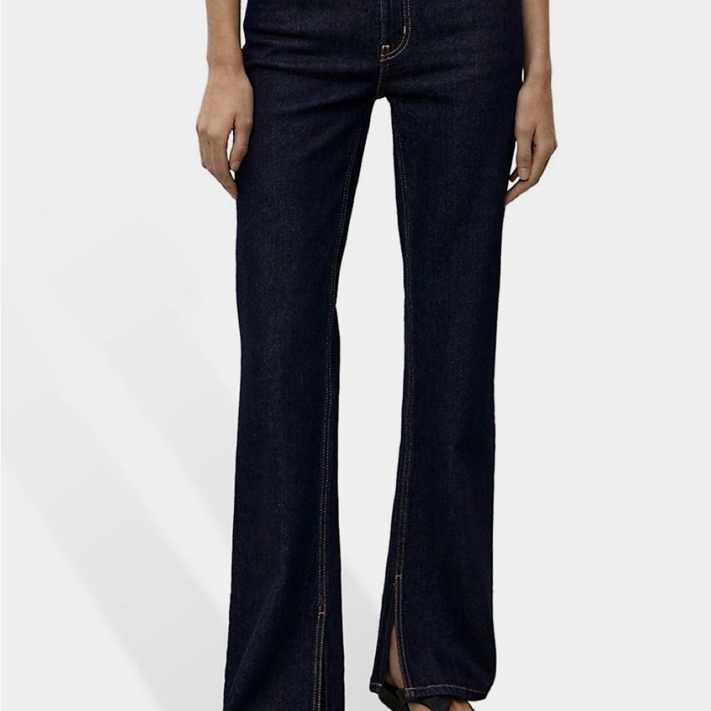 Mango vented hem flare jean